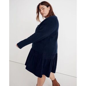 Madewell Plus Cameron Ribbed Cardigan Sweater in Coziest Yarn Deep Indigo Blue